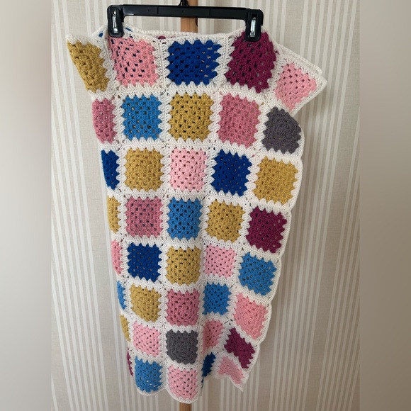Handmade Other - Handmade Crochet Afghan Throw Granny Square 36x36” Patchwork Baby Blanket